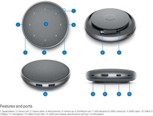 Dell Mobile Adapter Speakerphone USB-C Multiport Portable Speaker (MH3021P) | Brand New