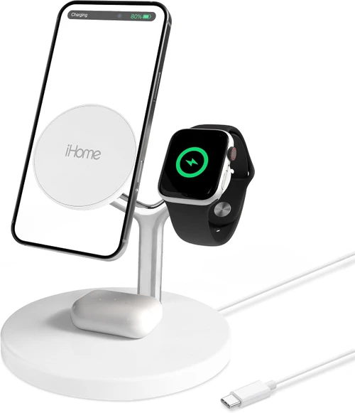 iHome Magnetic Charging Stand, Wireless Charger for iPhone, Apple Watch, AirPods | Brand New