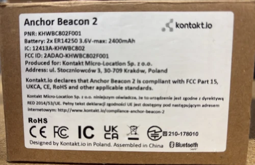 Kontakt.io Anchor Beacon 2 Bluetooth Beacon for Indoor Location Tracking – New | Brand New