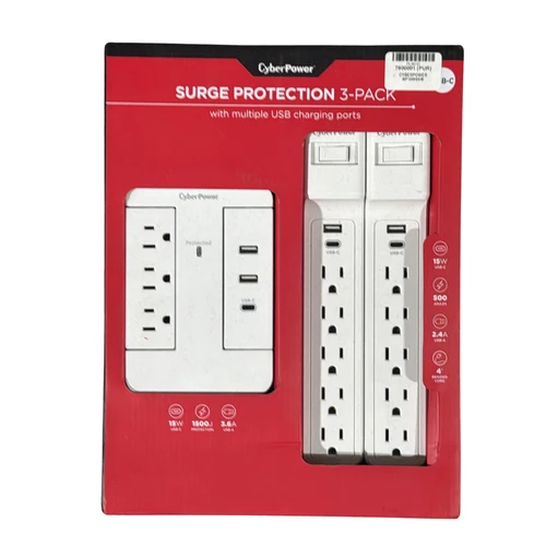 Cyberpower Surgeprotection 3 Pack Power Strips With USB Ports - New | Brand New