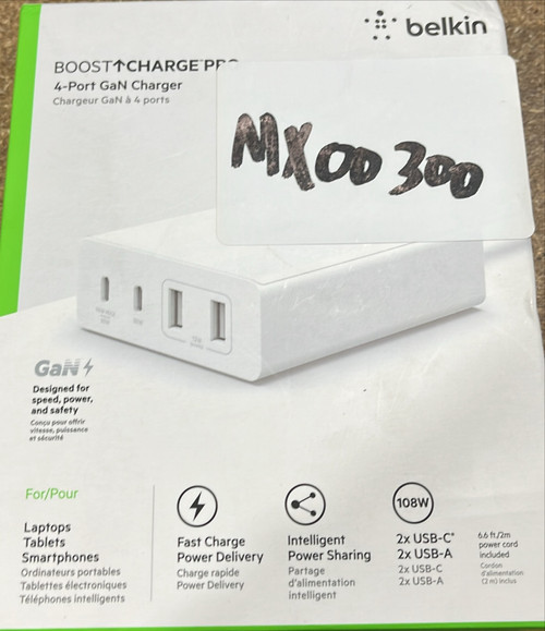 Belkin BoostCharge Pro 4Port GaN Charger 108W USB-C & USB-A Multi-Device Charger | Brand New