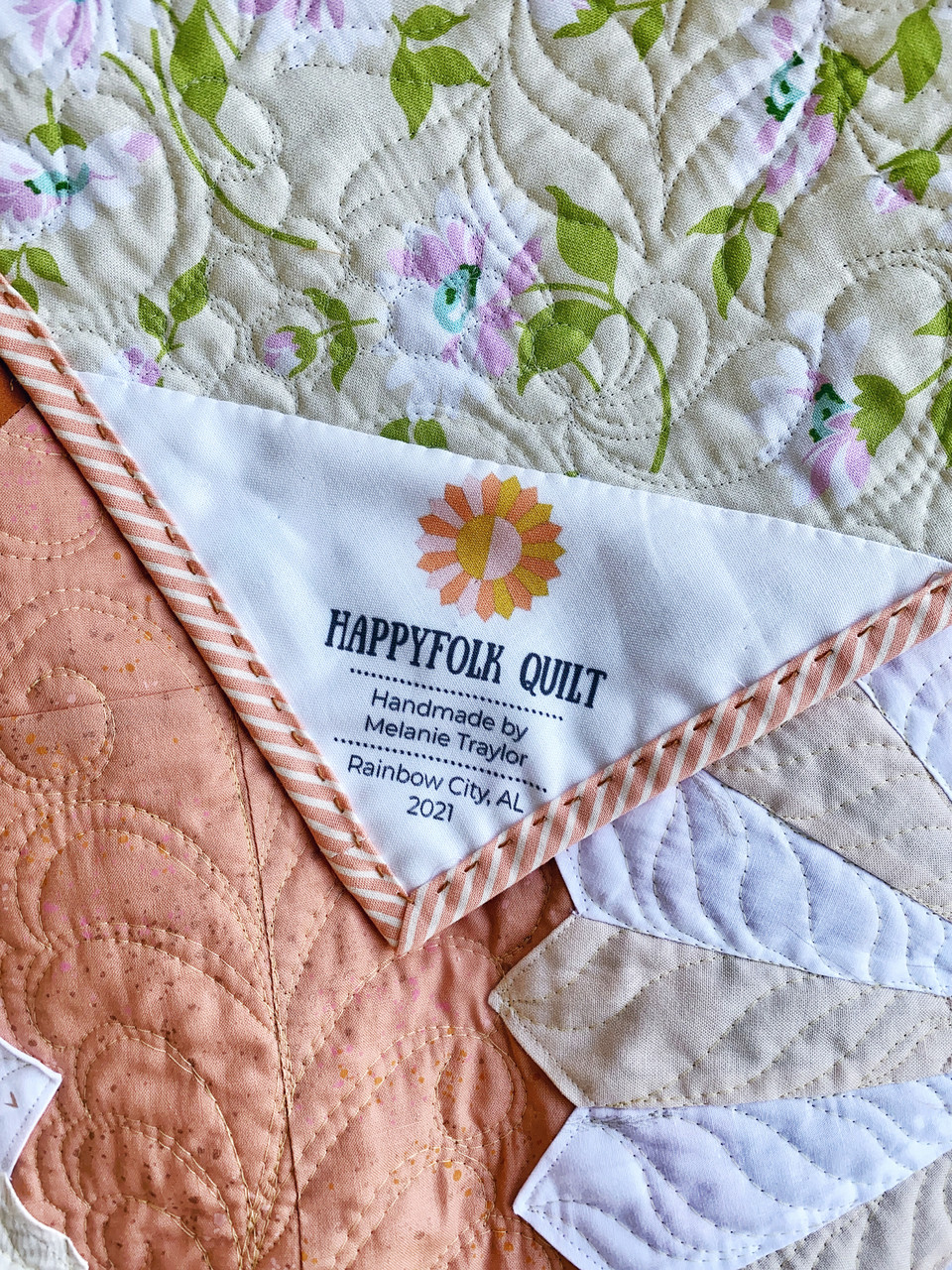 Custom Little Miss Sawtooth Quilt Label - Meander + Make