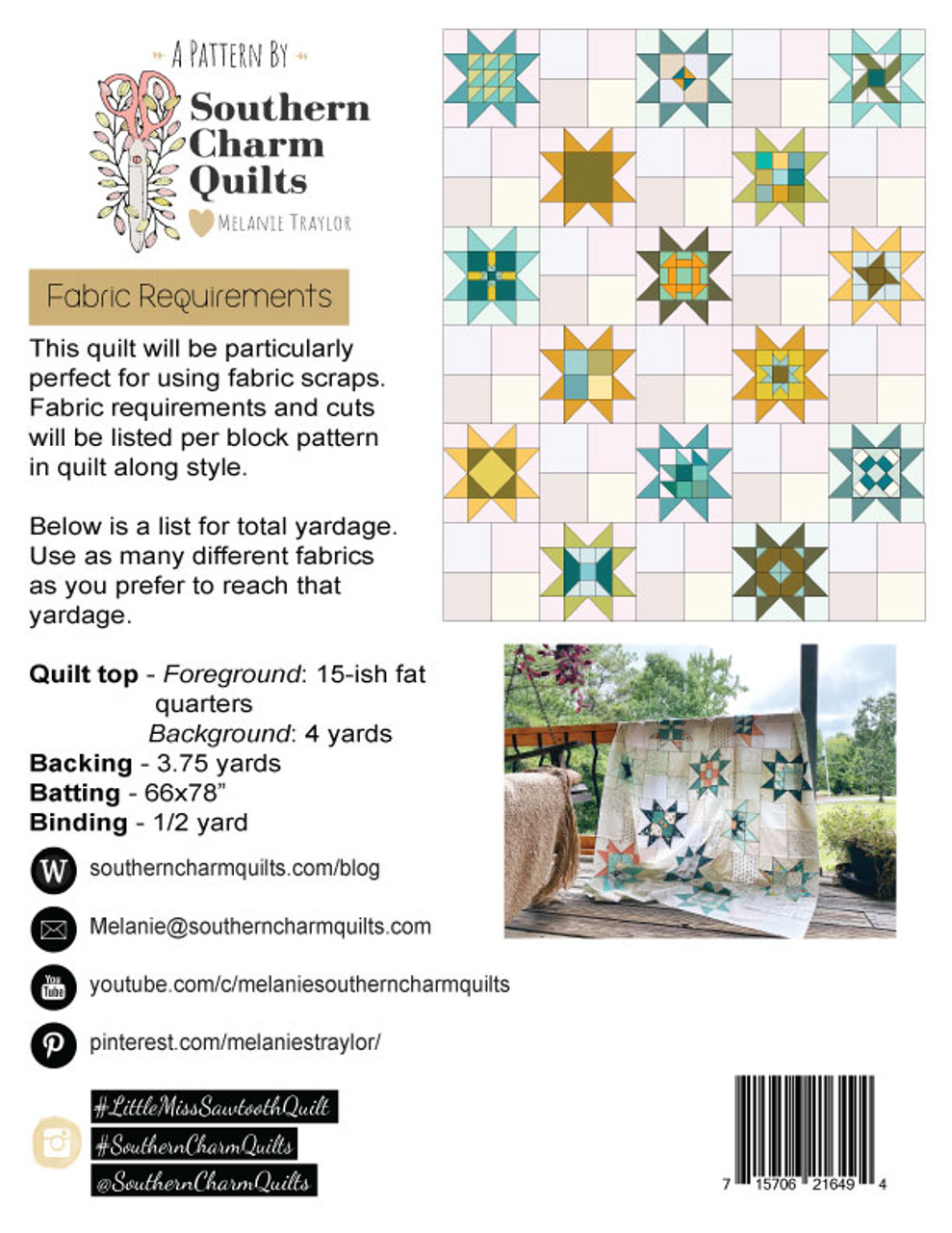 Little Miss Sawtooth Quilt Pattern - PDF - Meander + Make