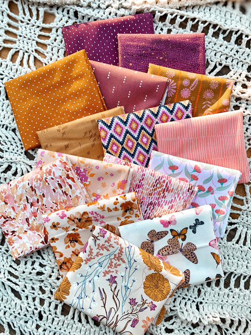 Violet Sky Fat Quarter Bundle - 15 Pieces - Curated Especially for the Little Miss Sawtooth Quilt or Sugar Bear Quilt