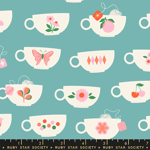 Tea Cups Turquoise - Camellia - Melody Miller