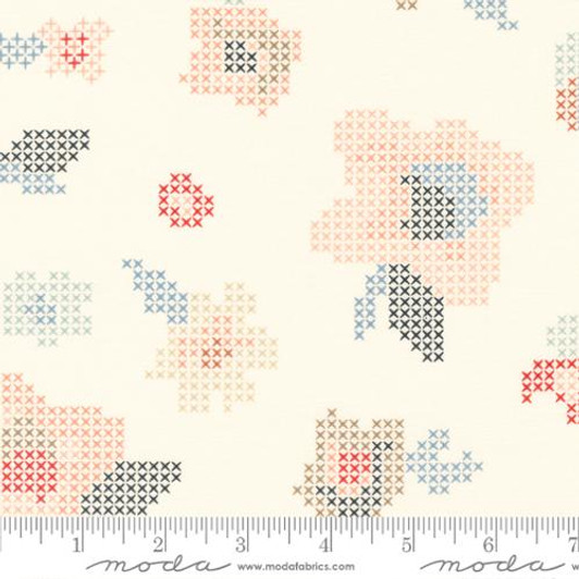 Cross Stitch Florals Unbleached - Dawn on the Prairie - Fancy That Design House - Moda Fabrics