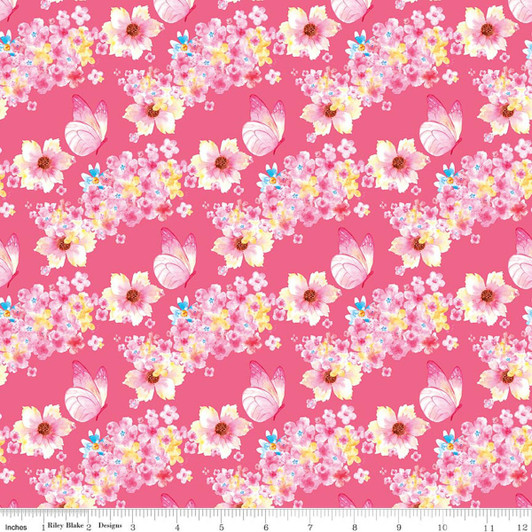 Butterfly Floral Pink - Painted Petals by Lila Tueller - Riley Blake