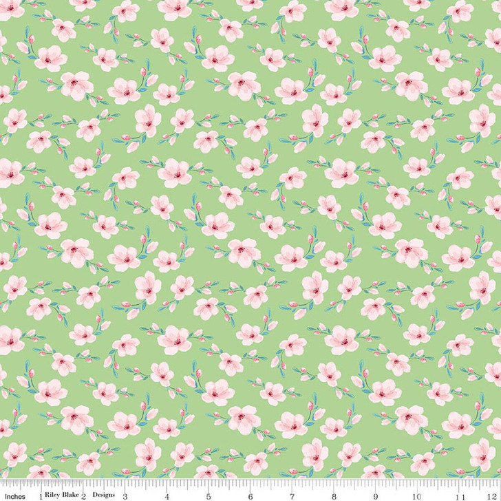 Blossoms Green - Painted Petals by Lila Tueller - Riley Blake