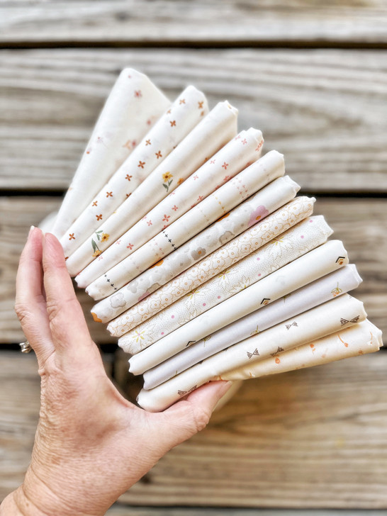 Scrappy Balanced Low Volumes Background Bundle - 12 Pieces - #2 - Made for Little Miss Sawtooth, Sassy Granny, and Hello Posy quilts