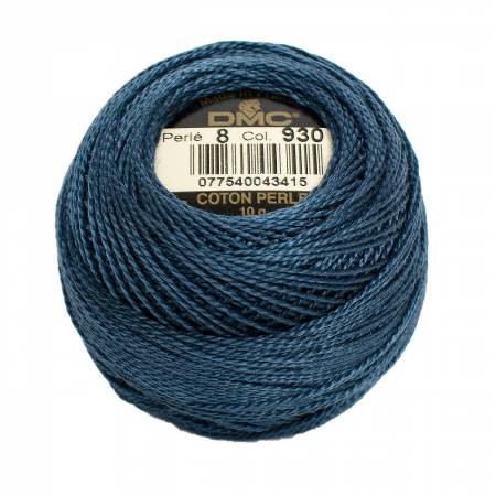 DMC カラーズ　青　ラインストーン Pearl Cotton Balls - Size 8 - Dark Antique Blue - Color 930 (116-8