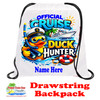Cruising theme custom drawstring back pack - Customize with your name or text.