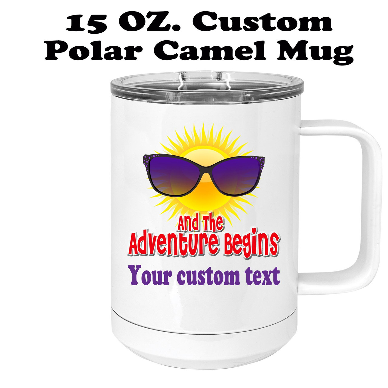 Polar Camel 15 oz. Vacuum Insulated Mug with Slider Lid and Handle 