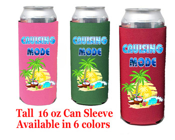 Cruise themed Tall Can sleeve.  Choice of color and custom option available.  Design 37