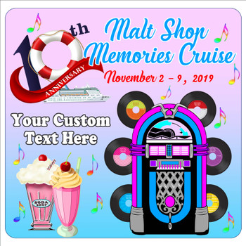 Cruise Ship Door Magnet - 11" x 11" - Malt Shop4