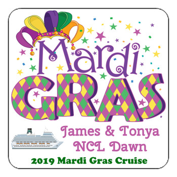 Cruise Ship Door Magnet - 11" x 11" - Mardi Gras 001