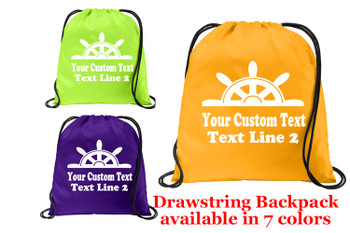 Cruise & Beach theme drawstring back pack - Custom with your text design 011