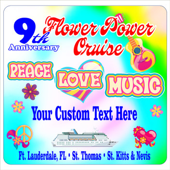 2026 Flower Power Cruise Ship Door Magnet - 11" x 11" - Flower Power 014
