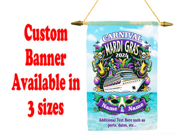 Cruise Ship Door Banner -  available in 3 sizes.    Custom with your text!  -Mardi Gras