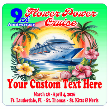 2026 Flower Power Cruise Ship Door Magnet - 11" x 11" - Flower Power 016