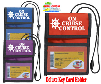 Cruise Card Holder Deluxe -Cruise Card Holder to keep your Key card handy and safe.  Pockets to hold money, schedules and more. - Choice of color  - Cruise Control
