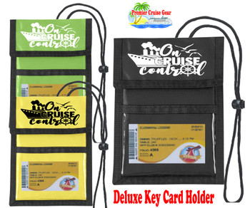 Cruise Card Holder to keep your Key card handy and safe.  Pockets to hold money, schedules and more. - Choice of color - Cruise control 2