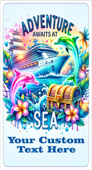 Medium Cruise Theme Magnet. Add to your door decorations with this custom magnet. Great for adding names, ports, etc...to your door!  5 1/2" x 10 1/2" Customizable!  Design 1