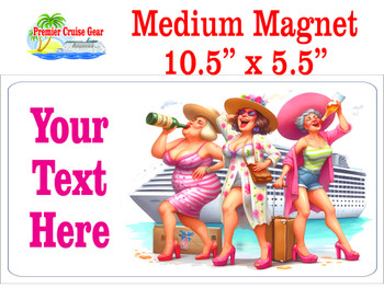 Medium Cruise Theme Magnet. Add to your door decorations with this custom magnet. Great for adding names, ports, etc...to your door!  5 1/2" x 10 1/2" Customizable!  Design 14