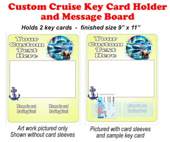 Alaska Door Key Card Holder Magnet - Holds 2 cards.  Keep your key card handy in your cabin.  Also a dry erase message board.