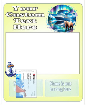 Alaska Door Key Card Holder Magnet - Holds 2 cards.  Keep your key card handy in your cabin.  Also a dry erase message board.