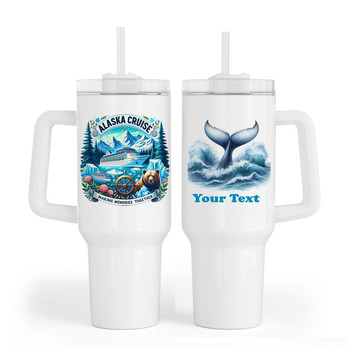 Large Alaska theme Custom 40 oz. tumbler.  Keep hydrated on the beach, cruise ship and at home with this custom tumbler .