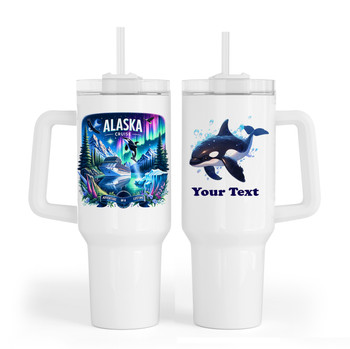 Large Alaska theme Custom 40 oz. tumbler.  Keep hydrated on the beach, cruise ship and at home with this custom tumbler .