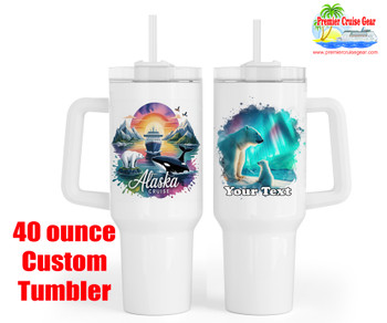 Large Alaska theme Custom 40 oz. tumbler.  Keep hydrated on the beach, cruise ship and at home with this custom tumbler .