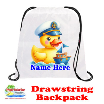 Cruising theme custom drawstring back pack - Customize with your name or text.