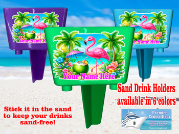 Sand-Beach Drink Holder - custom with your name/text.