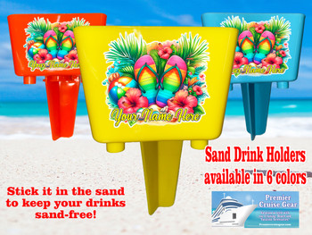 Sand-Beach Drink Holder - custom with your name/text.