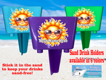 Sand-Beach Drink Holder - custom with your name/text.