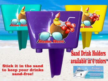 Sand-Beach Drink Holder - custom with your name/text.