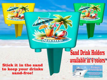 Sand-Beach Drink Holder - custom with your name/text.