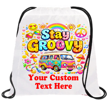 Cruising theme custom drawstring back pack - Customize with your name or text.