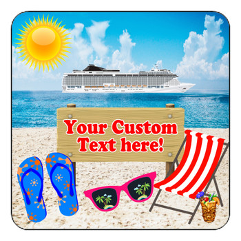 Cruise Ship Door Magnet - 11" x 11" - Beach Scene 1