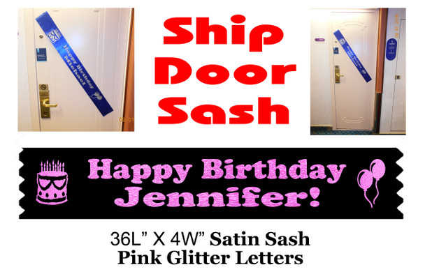 Cruise Door Sash with glitter letters - Birthday Pink