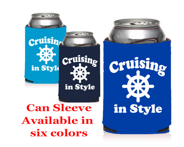 Cruise themed can sleeve.  Choice of color and custom option available.  Design 009