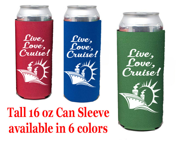 Cruise themed Tall Can sleeve.  Choice of color and custom option available.  Design 014