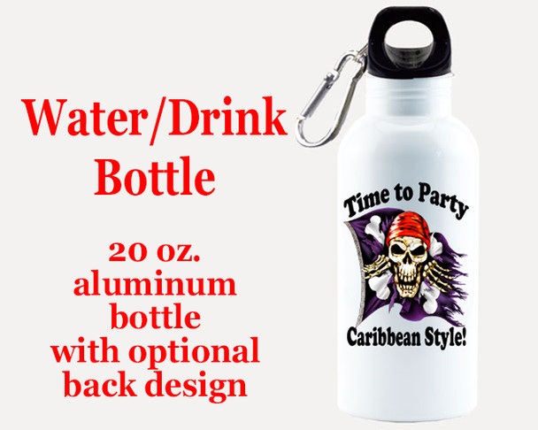 Cruise themed Water - Beverage Bottle.  20 Oz Aluminum Bottle with optional back design.  Design 005