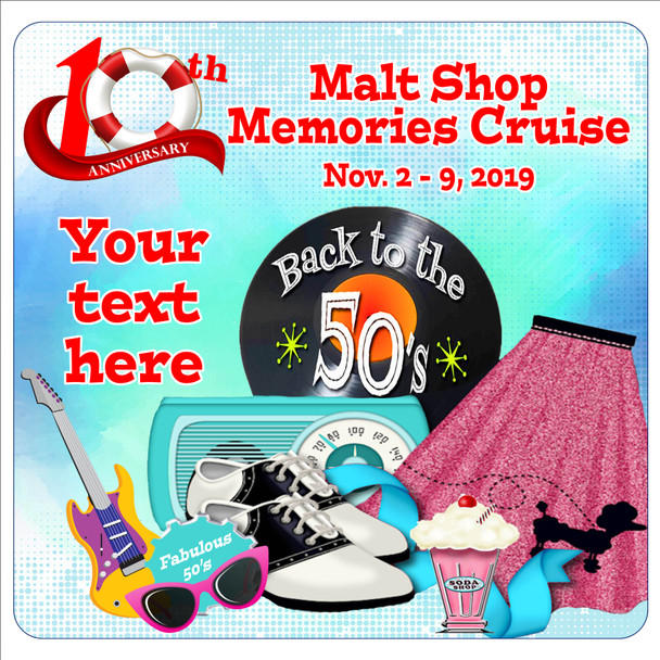 Cruise Ship Door Magnet - 11" x 11" - Malt Shop 1