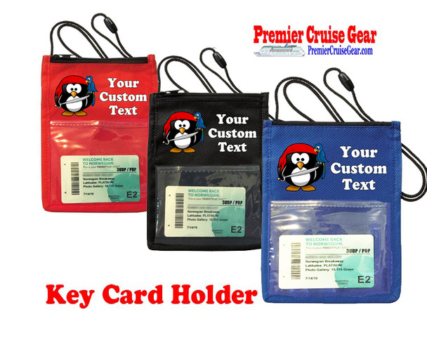 Cruise Card Holder - Custom with your text and colorful art work.  Choice of color.   Design  36