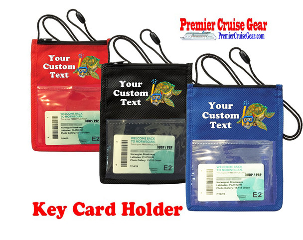 Cruise Card Holder - Custom with your text and colorful art work.  Choice of color.   Design  44