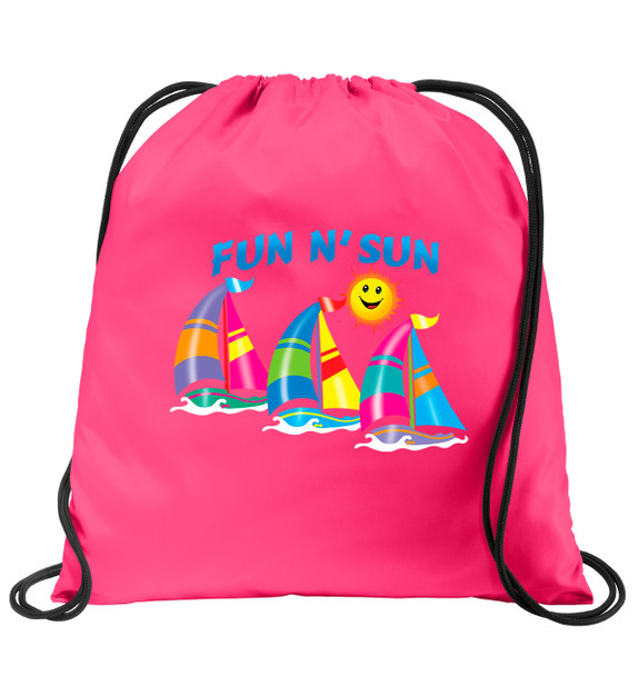 Cruise & Beach theme drawstring back pack - Available in 7 colors. Colorful decorations perfect for your little cruisers!  004