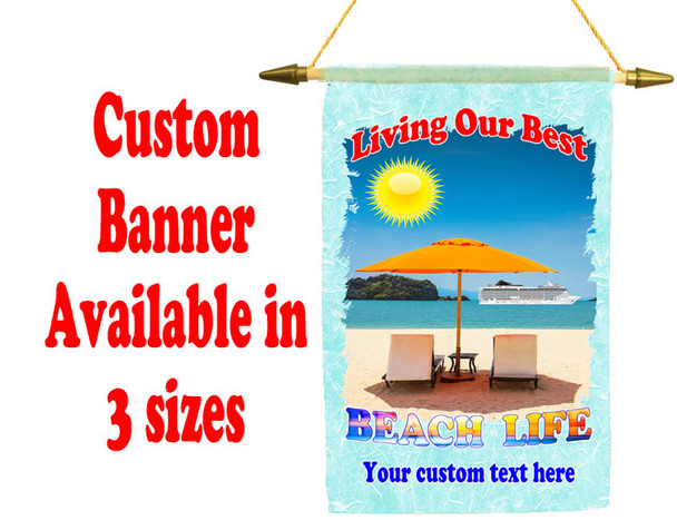 Cruise Ship Door Banner -  available in 3 sizes.    Custom with your text!  -beach life