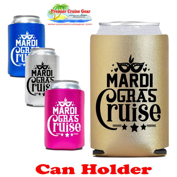 Cruise themed can sleeve.  Choice of color. - Mardi Gras